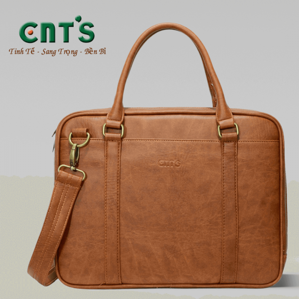 Cặp da công sở Unisex nam nữ CNT HQ21 thời trang cao cấp - BÒ ĐẬM